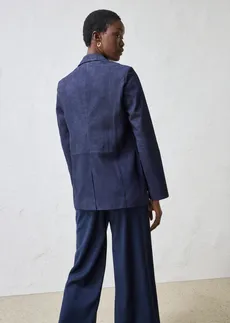 Blazer en cuir velours, Couleur: bleu foncé