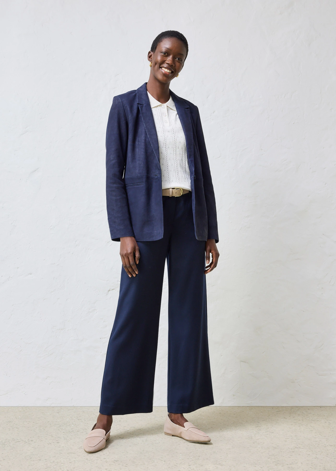 Blazer en cuir velours • bleu foncé • Boutique bonprix