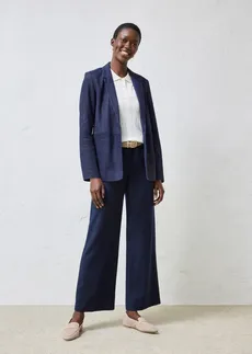 Blazer en cuir velours, Couleur: bleu foncé