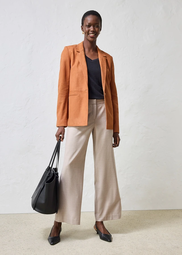 Blazer en cuir velours, Couleur: bronze