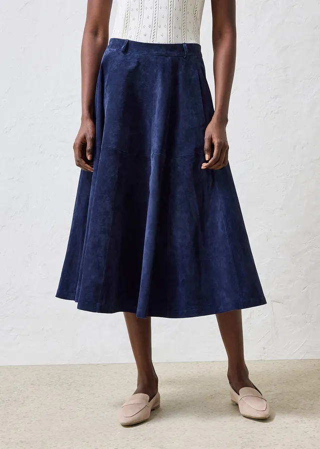 Jupe en cuir, Couleur: bleu foncé