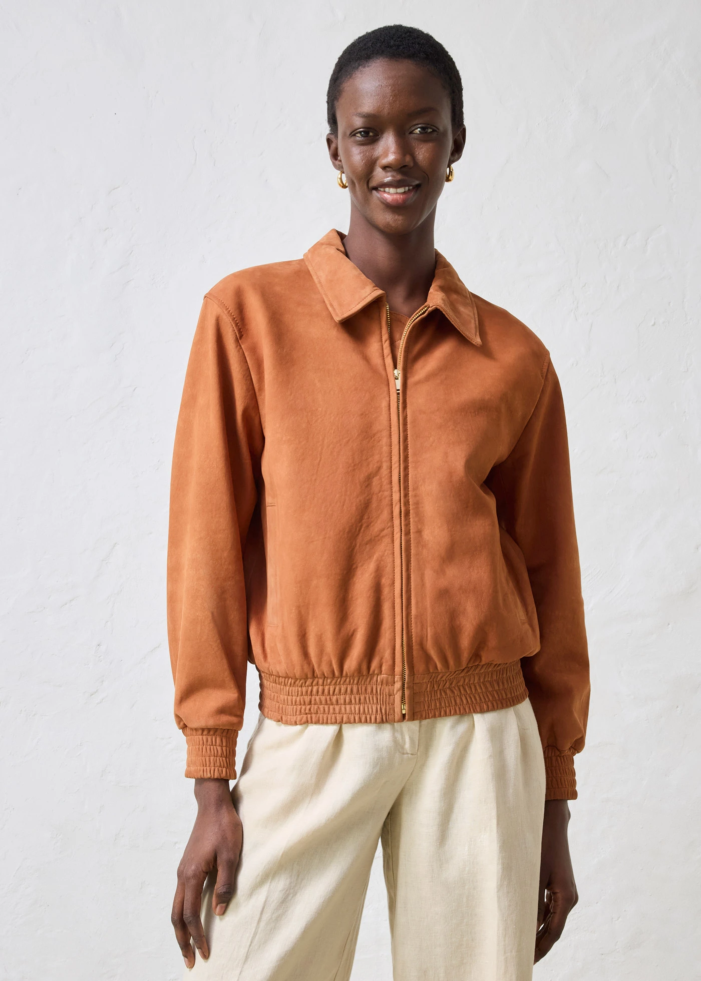 Blouson en cuir velours • bronze • Boutique bonprix