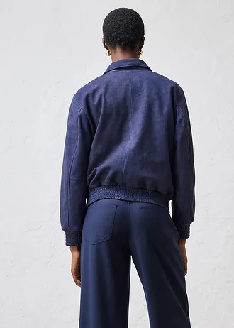 Geacă de piele din piele întoarsă • bleumarin • magazin bonprix