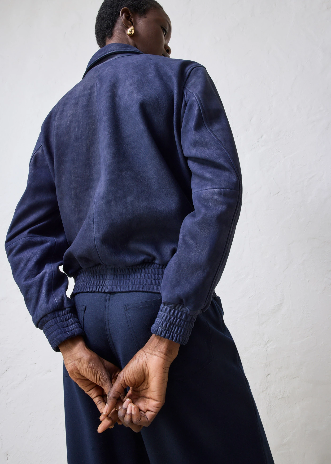 Geacă de piele din piele întoarsă • bleumarin • magazin bonprix