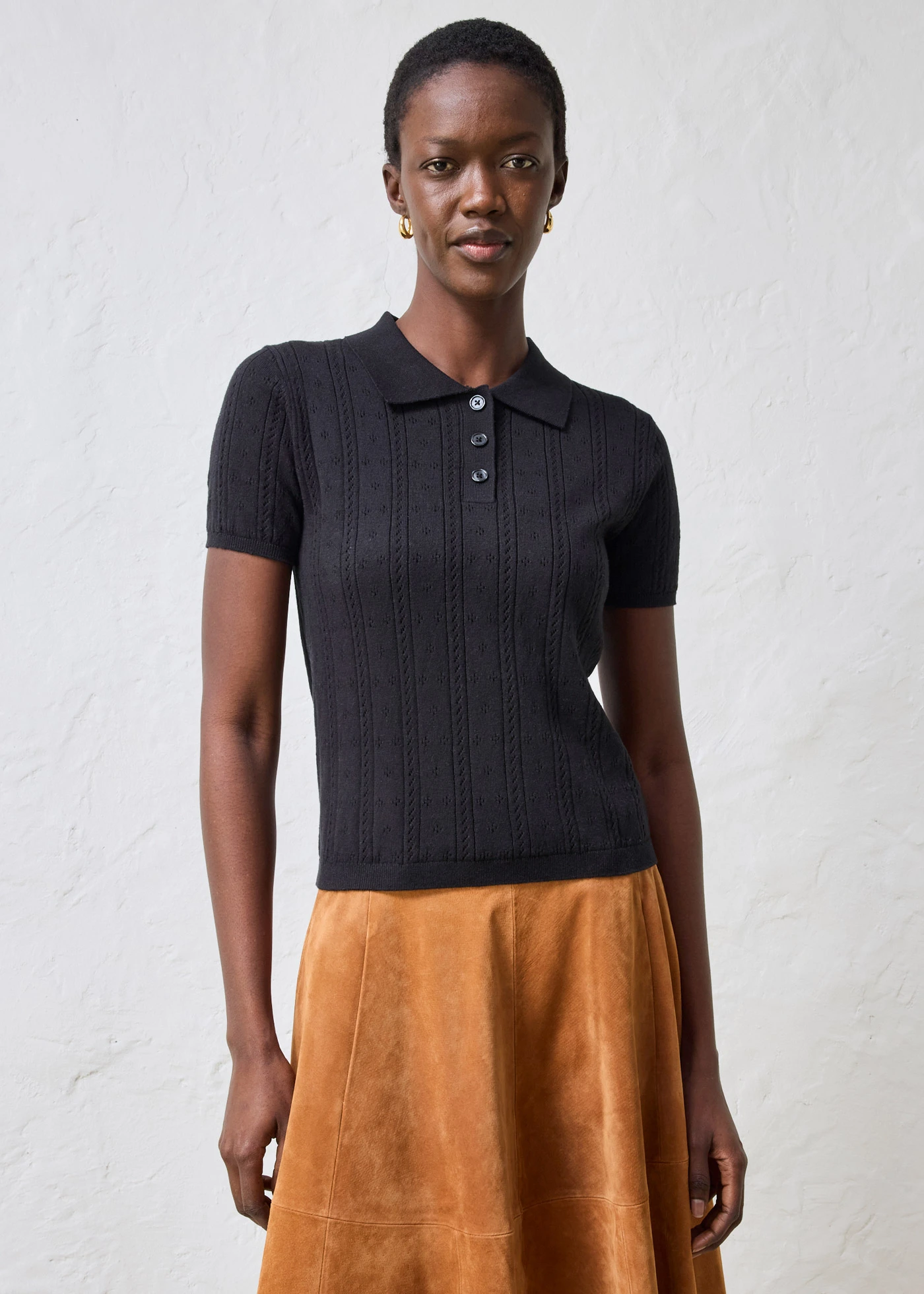 Ajour trui met zijde • zwart • bonprix online shop