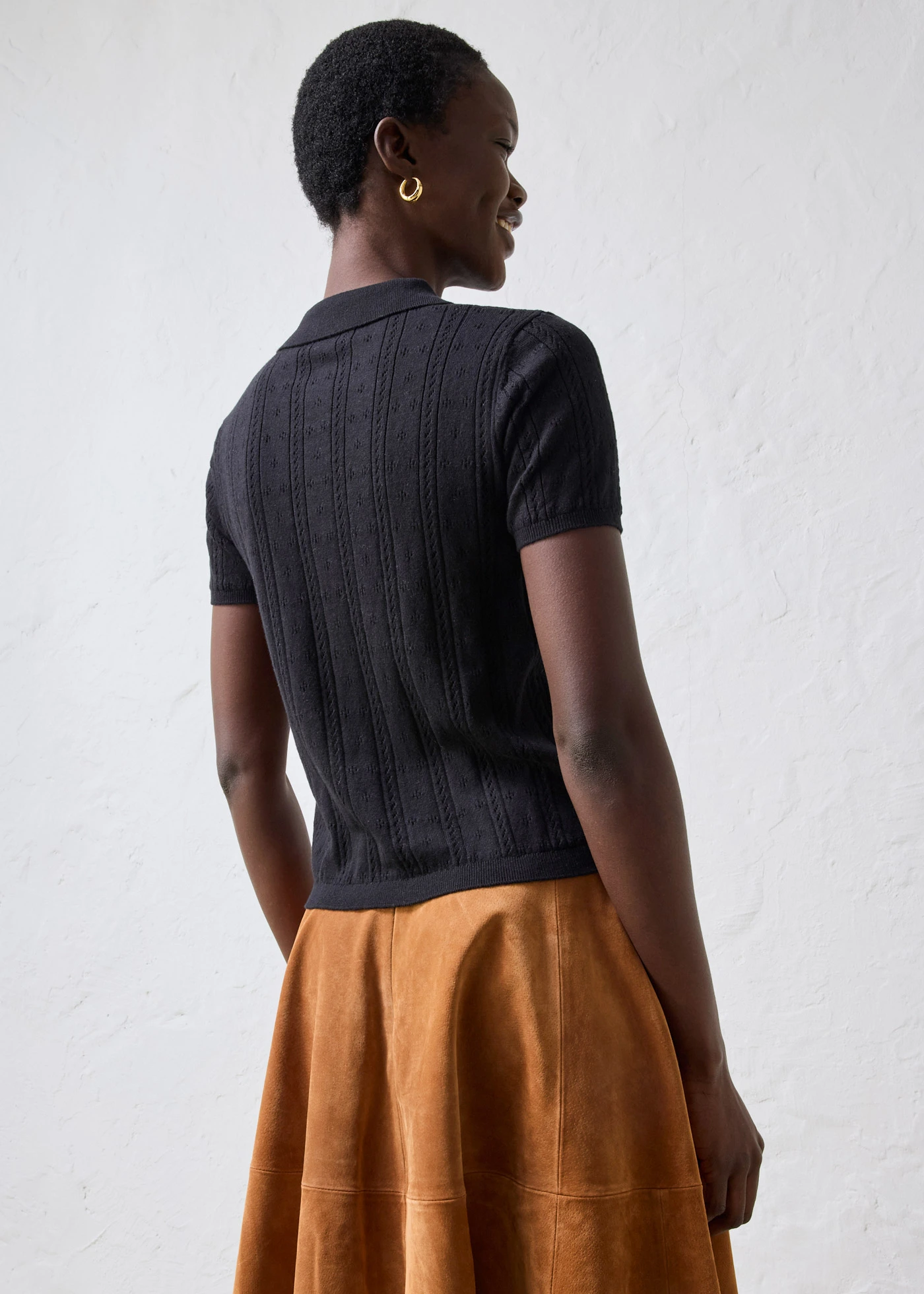 Ajour trui met zijde • zwart • bonprix online shop