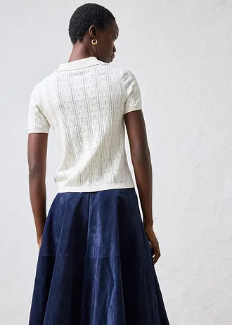 Ajour trui met zijde • wit • bonprix online shop