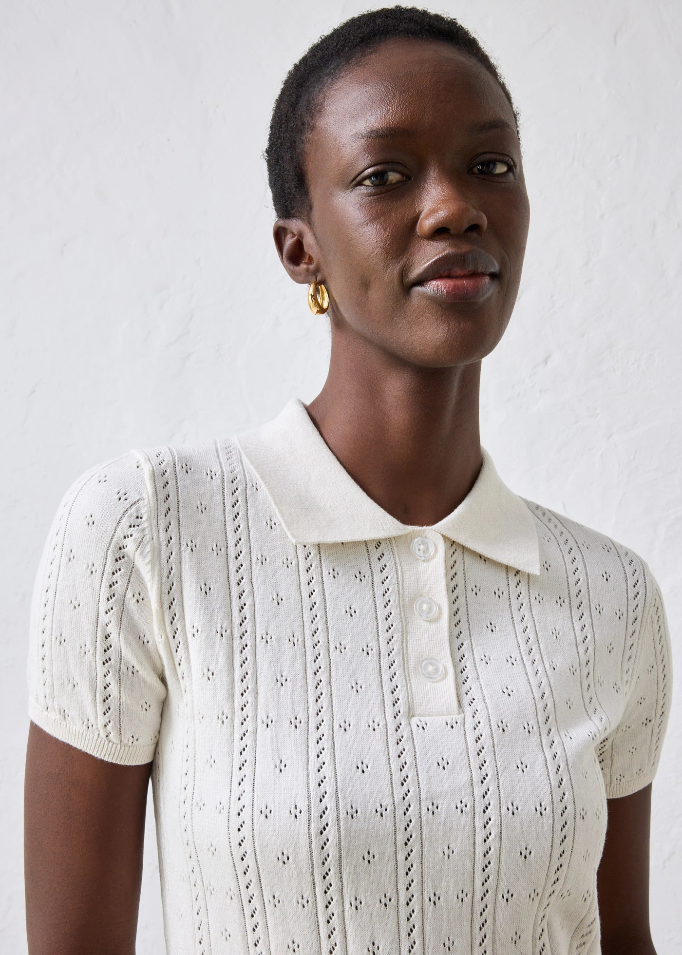 Pull ajouré en coton et soie • blanc • Boutique bonprix