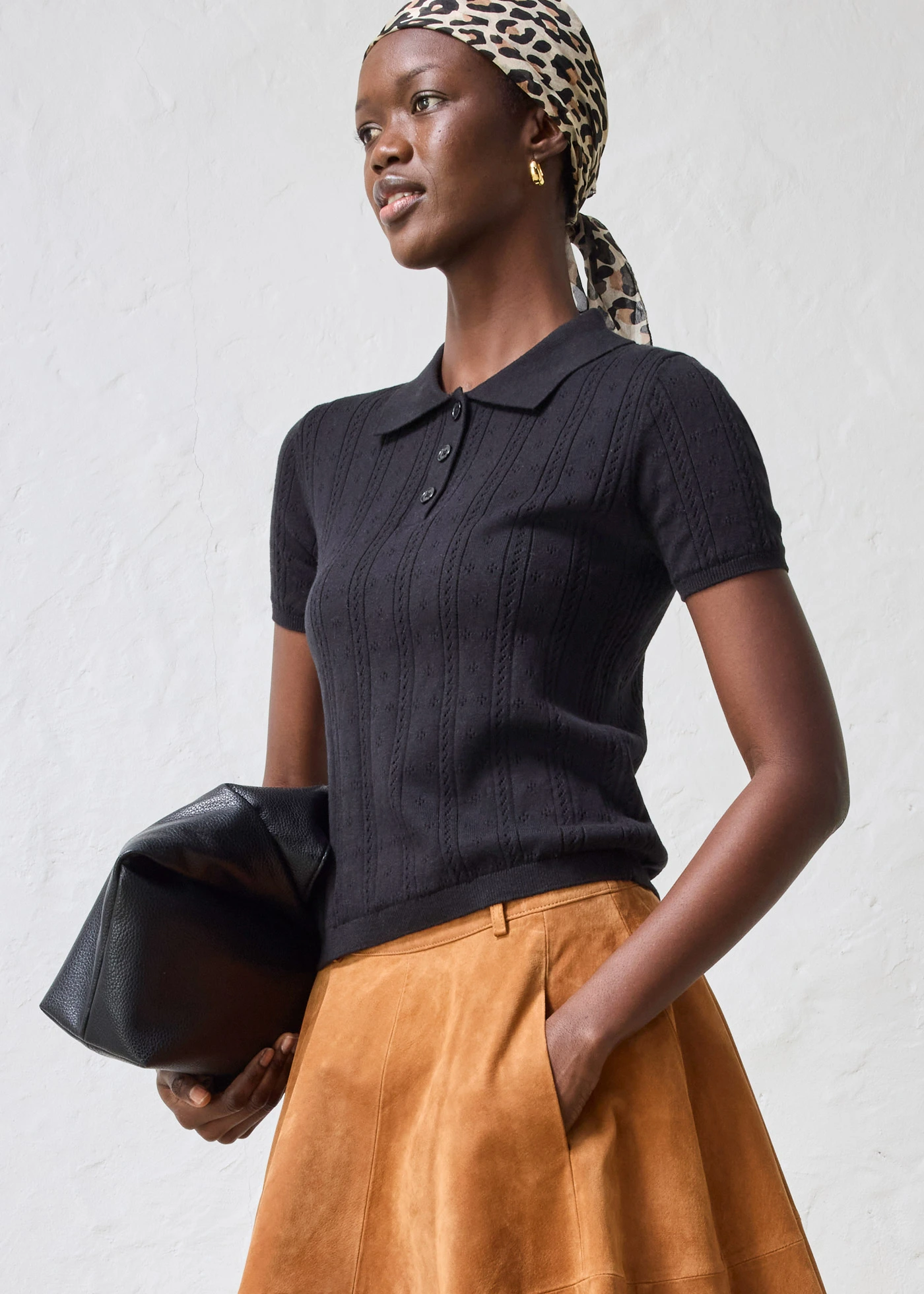 Ajour trui met zijde • zwart • bonprix online shop