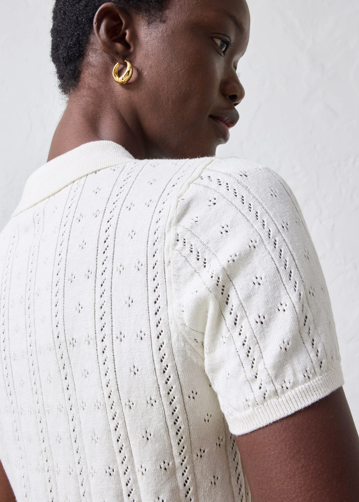 Pull ajouré en coton et soie • blanc • Boutique bonprix