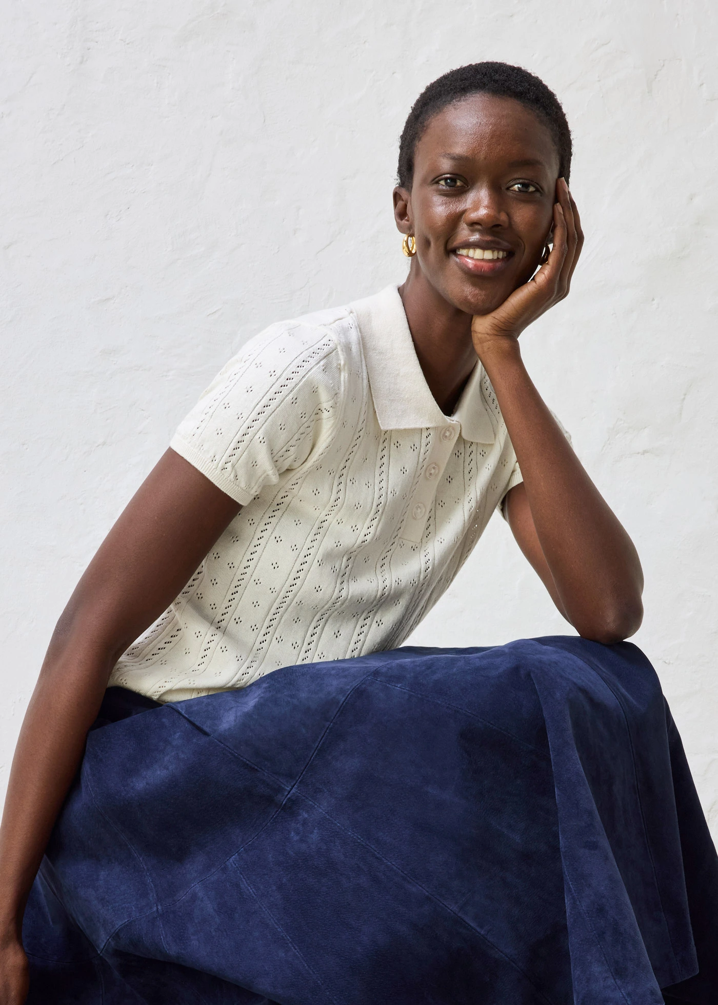 Ajour trui met zijde • wit • bonprix online shop