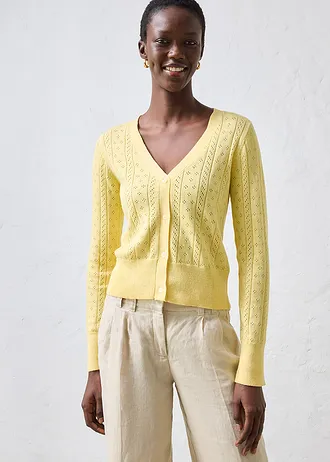 Ajour vest met zijde • lichtgeel • bonprix online shop