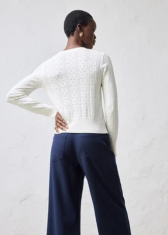 Ajour vest met zijde • wit • bonprix online shop