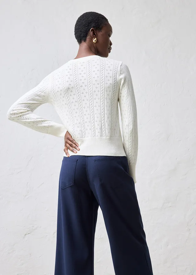 Ajour vest met zijde, Kleur: wit