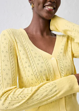 Ajour vest met zijde • lichtgeel • bonprix online shop