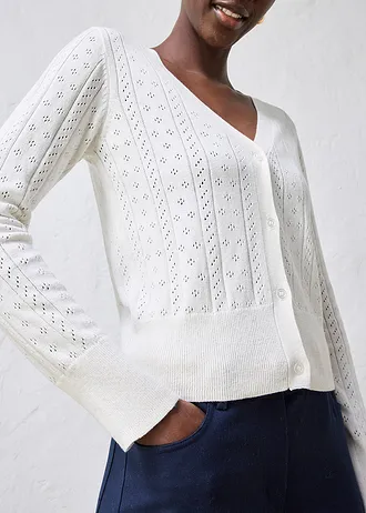 Ajour vest met zijde • wit • bonprix online shop