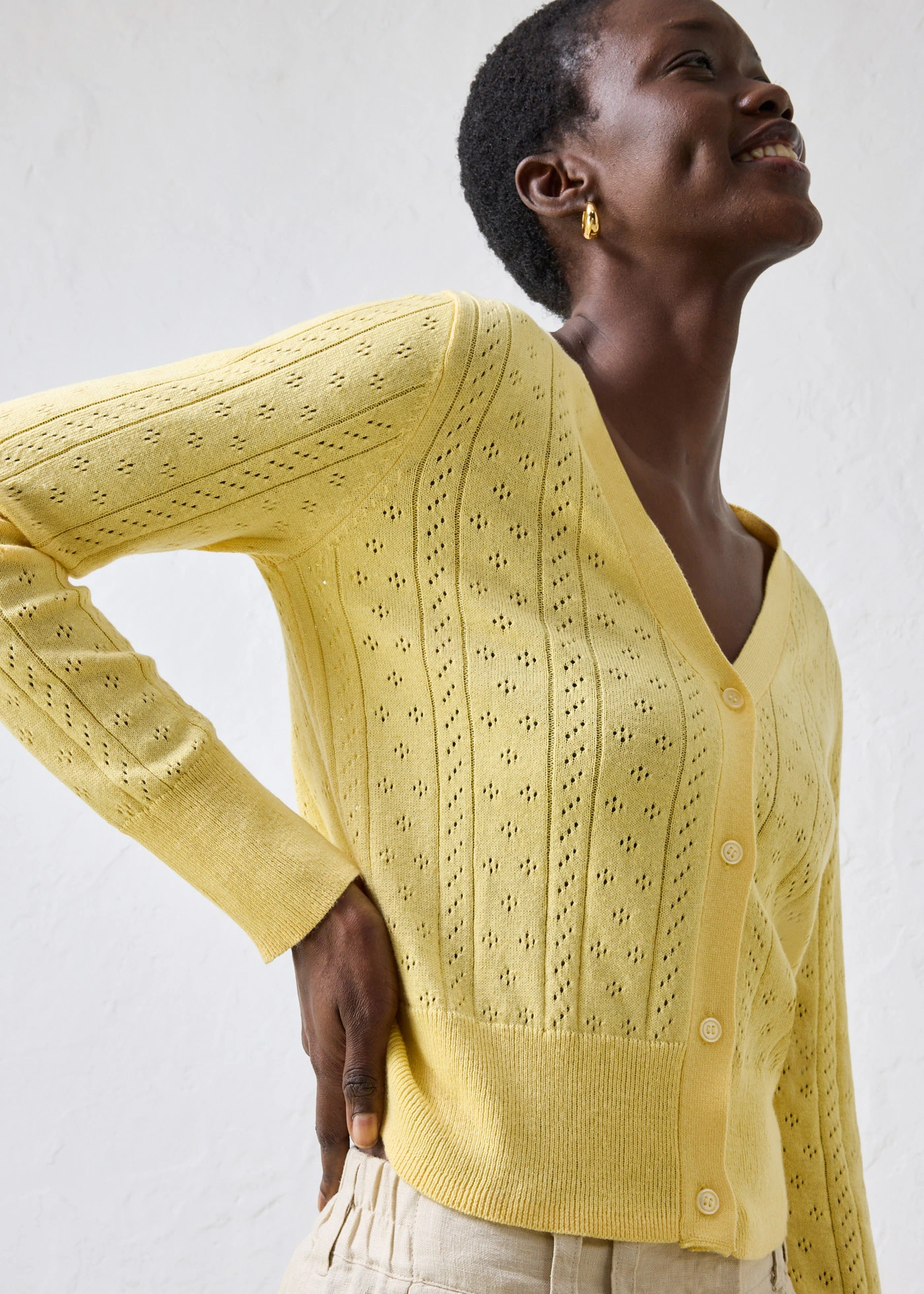 Ajour vest met zijde • lichtgeel • bonprix online shop