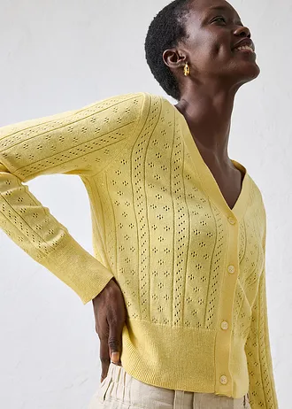 Ajour vest met zijde • lichtgeel • bonprix online shop