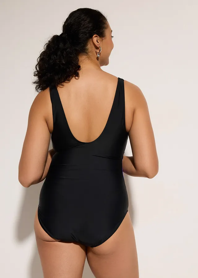 Maillot sculptantavec empiècement imprimés, maintien modéré • noir graphique • product-page.page-title-suffix
