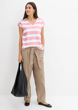 Gestreept shirt • wolwit/mauve gestreept • bonprix online shop