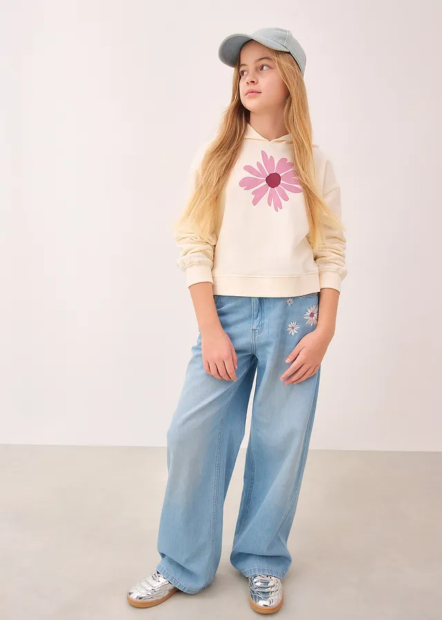 Wide leg jeans, mid waist • blauw denim used • product-page.page-title-suffix