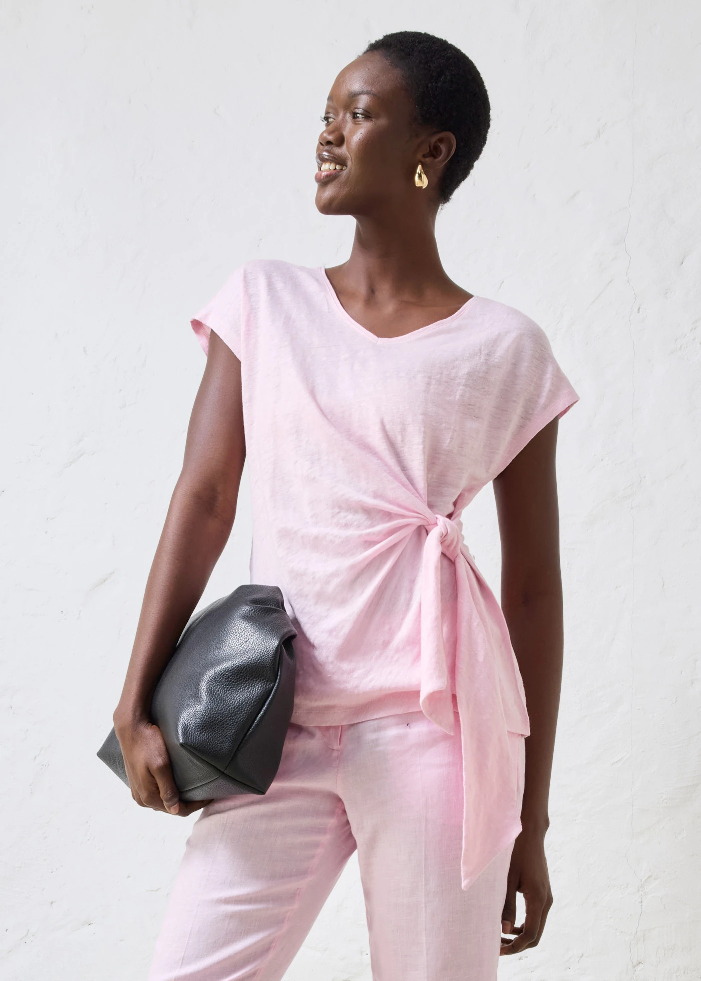 T-shirt cache-cœur, 100% lin • rose cristal • Boutique bonprix