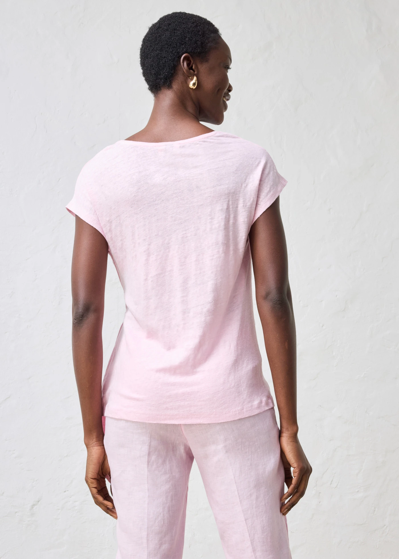 T-shirt cache-cœur, 100% lin • rose cristal • Boutique bonprix