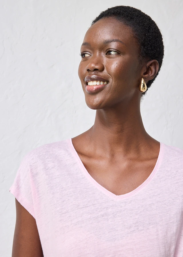 T-shirt cache-cœur, 100% lin • rose cristal • product-page.page-title-suffix