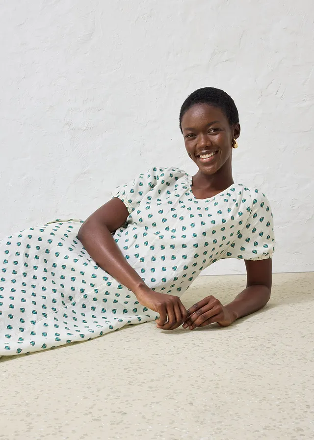 Robe 100% lin • crème-vert poivre imprimé • product-page.page-title-suffix