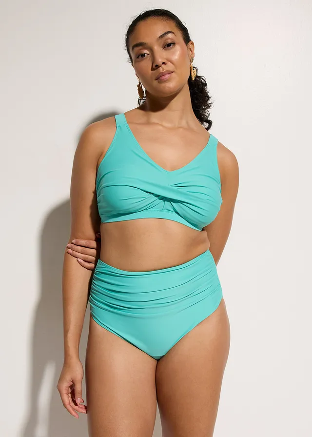 Licht corrigerende bikini in wikkellook (2-dlg. set), Kleur: turkoois