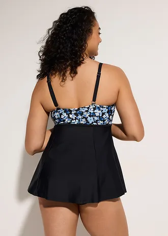 Robe de bain sculptante, maintien léger • noir-bleu floral • Boutique bonprix