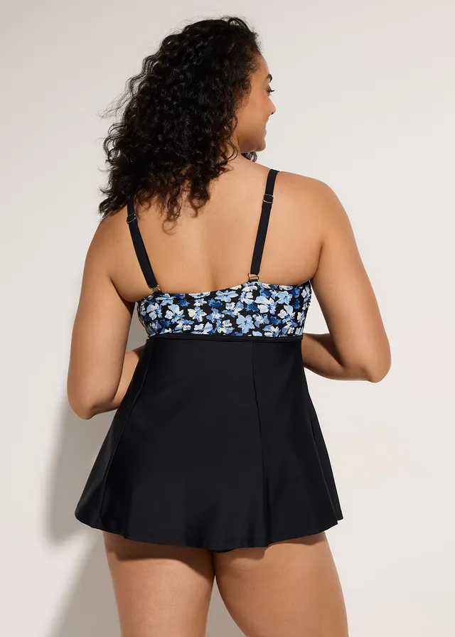 Licht corrigerende badpakjurk, Kleur: zwart-blauw gebloemd