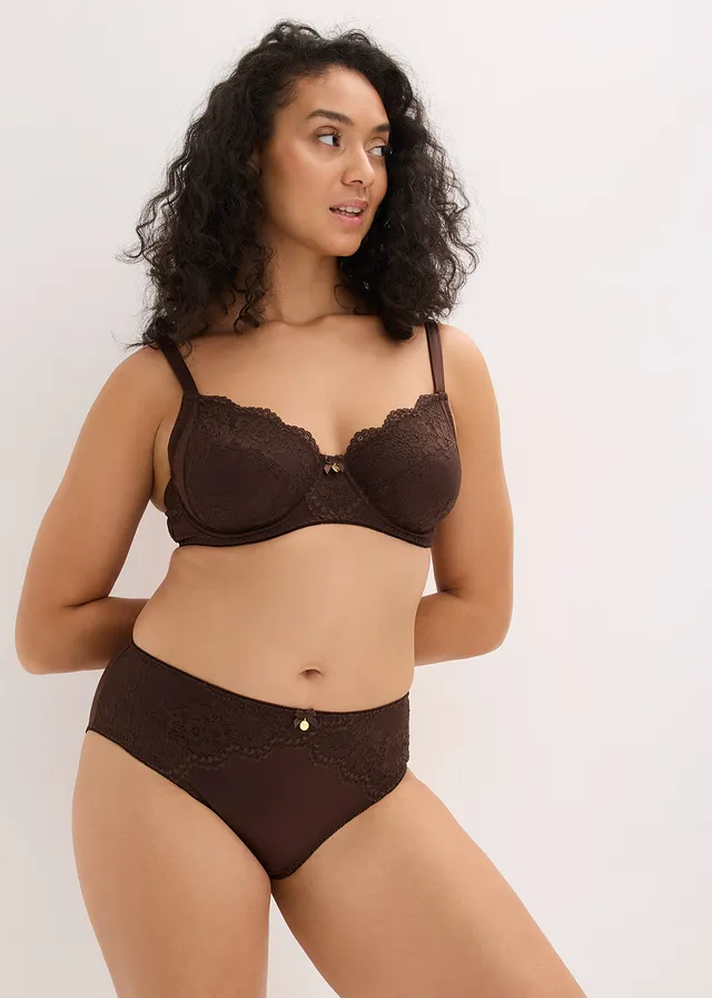 Maxislip met glanseffect, Kleur: donkerbruin