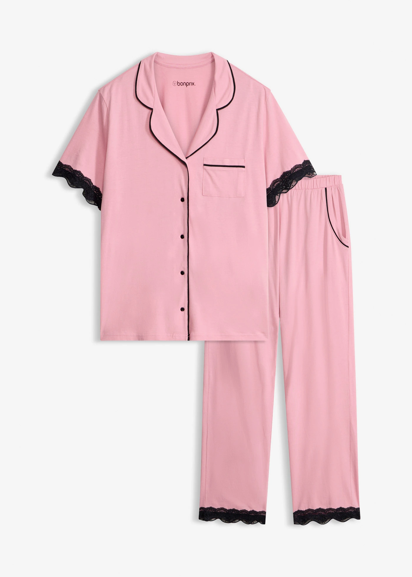 Pyjama boutonné en matière douce • orchidée fumé • Boutique bonprix