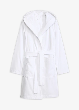 Badjas met capuchon van katoen • wit • bonprix online shop