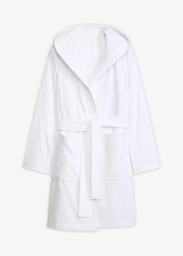 Badjas met capuchon van katoen • wit • bonprix online shop