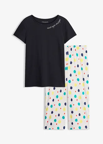 Capri pyjama van puur katoen • zwart gestippeld • bonprix online shop
