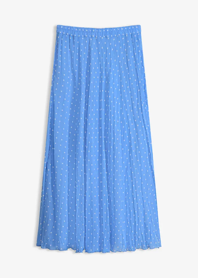Chiffon rok in crash look, Kleur: middenblauw/wit gestippeld