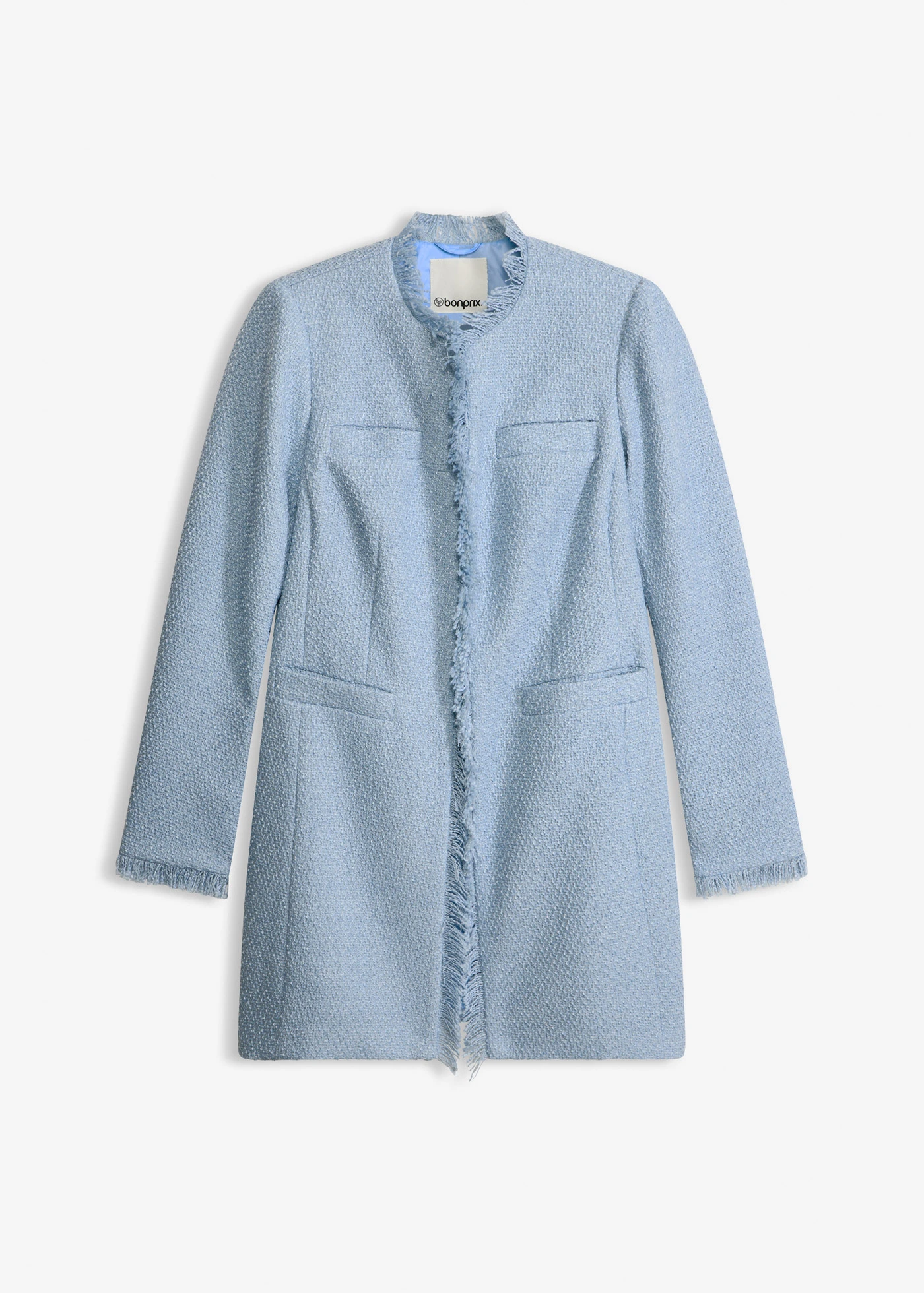 Lange bouclé blazer • poederblauw • bonprix online shop