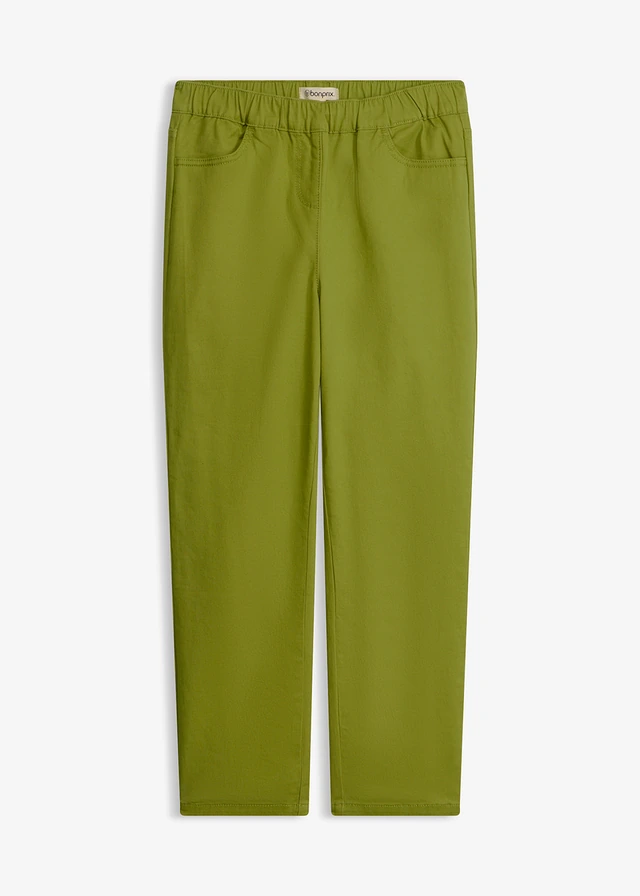 Pantalon 7/8 à taille élastiquée, Couleur: vert mousse