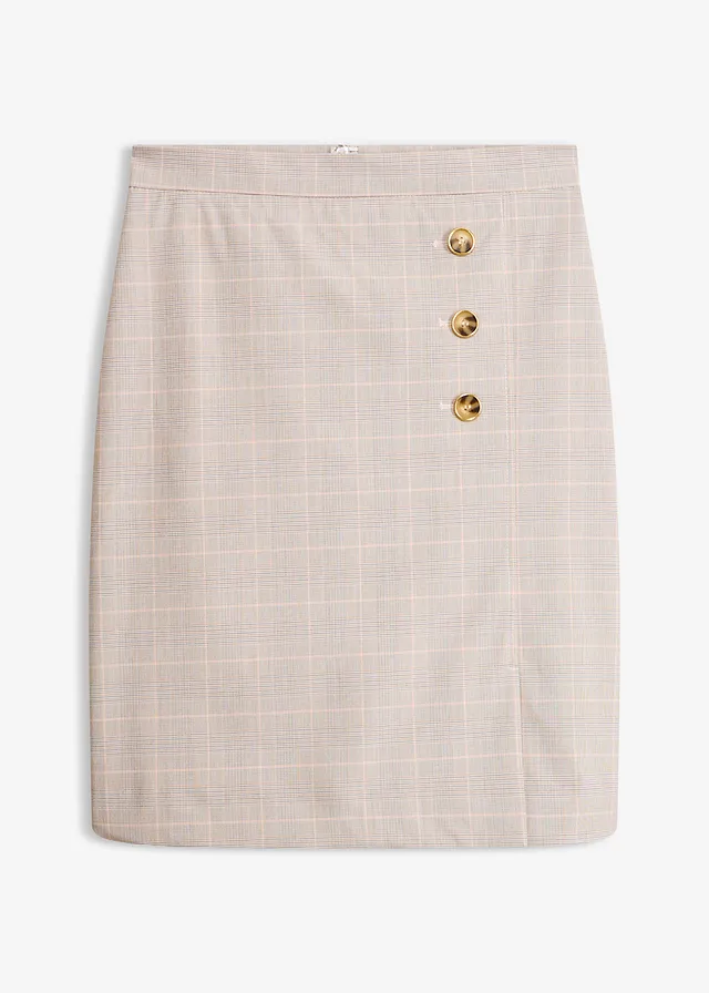 Jupe crayon à carreaux écossais • gris clair-rose clair carreaux • Boutique bonprix