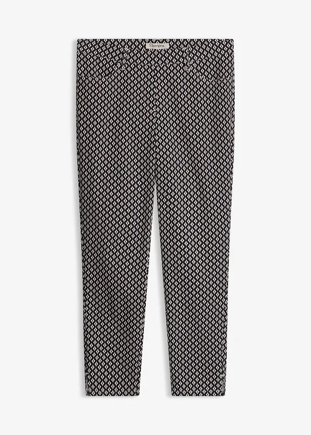 Pantalon 7/8 extensible en bengaline • noir-écru graphique • Boutique bonprix