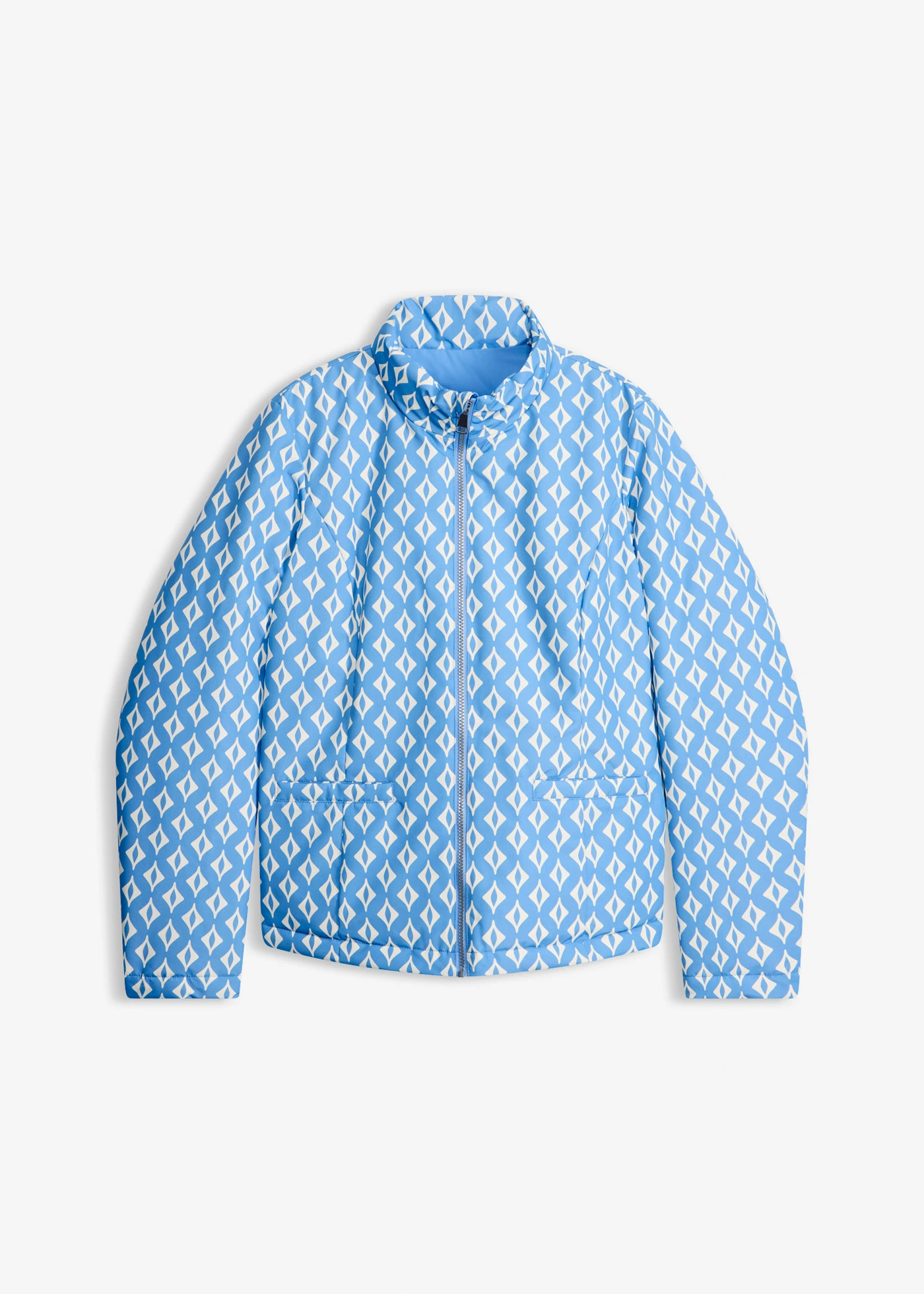 Lichte gewatteerde omkeerbare jas met print • middenblauw-wolwit met grafische print • bonprix online shop
