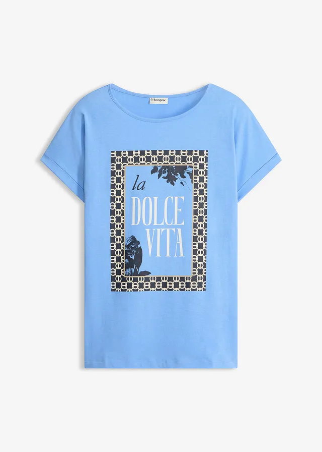T-shirt 100% coton • bleu moyen • Boutique bonprix