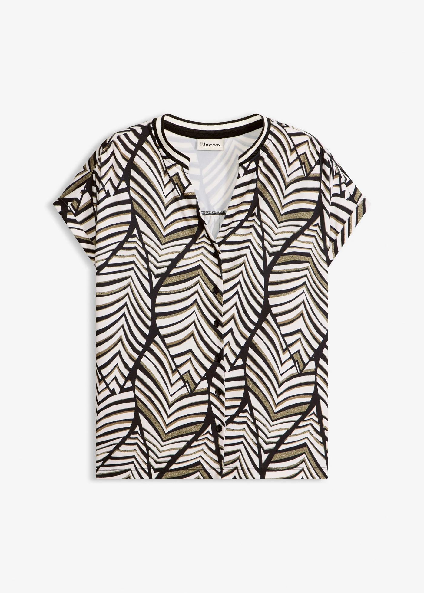 Bluză tricot • negru-alb perlat • magazin bonprix