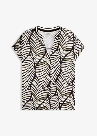 Bluză tricot, culoare: negru-alb perlat