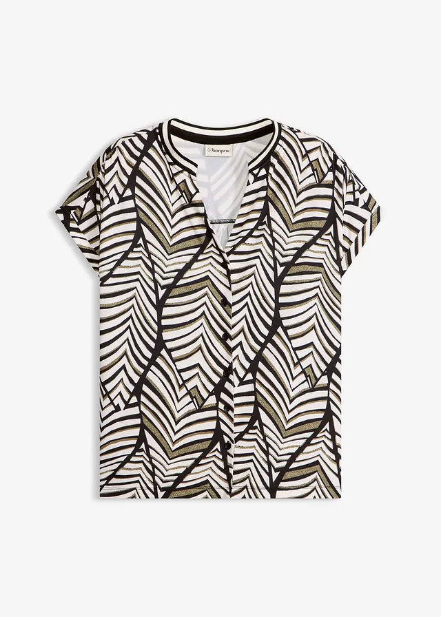 Bluză tricot • negru-alb perlat • magazin bonprix