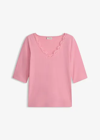 Shirt met kant, Kleur: rookorchidee