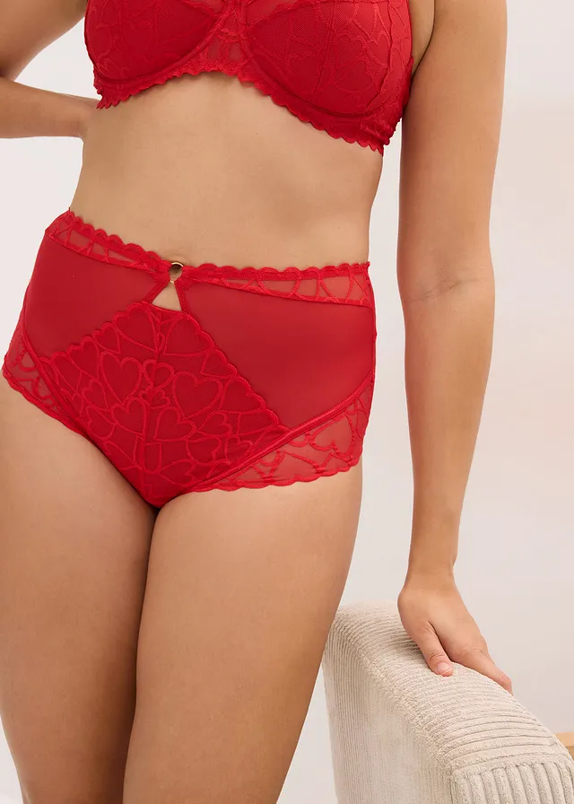 Culotte taille haute avec dentelle cœurs • rouge salsa • product-page.page-title-suffix