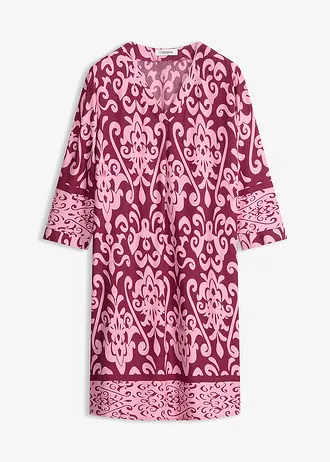 Tuniekjurk van soepele viscose, Kleur: esdoornrood gedessineerd